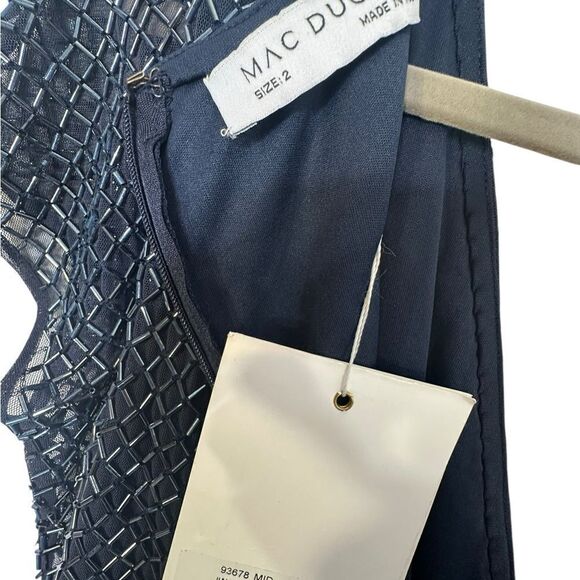 Mac Duggal 93678 Navy Blue Beaded Column Maxi Dress | 2 - Picture 10 of 10